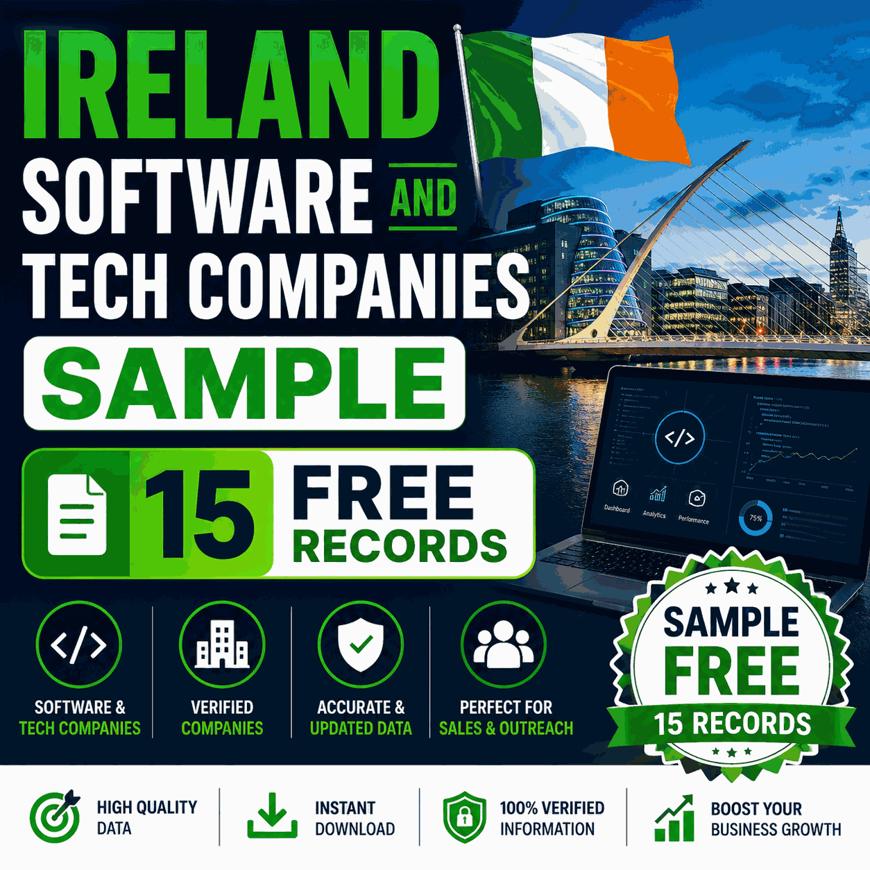 Ireland software and tech companies sample - Free 15 records