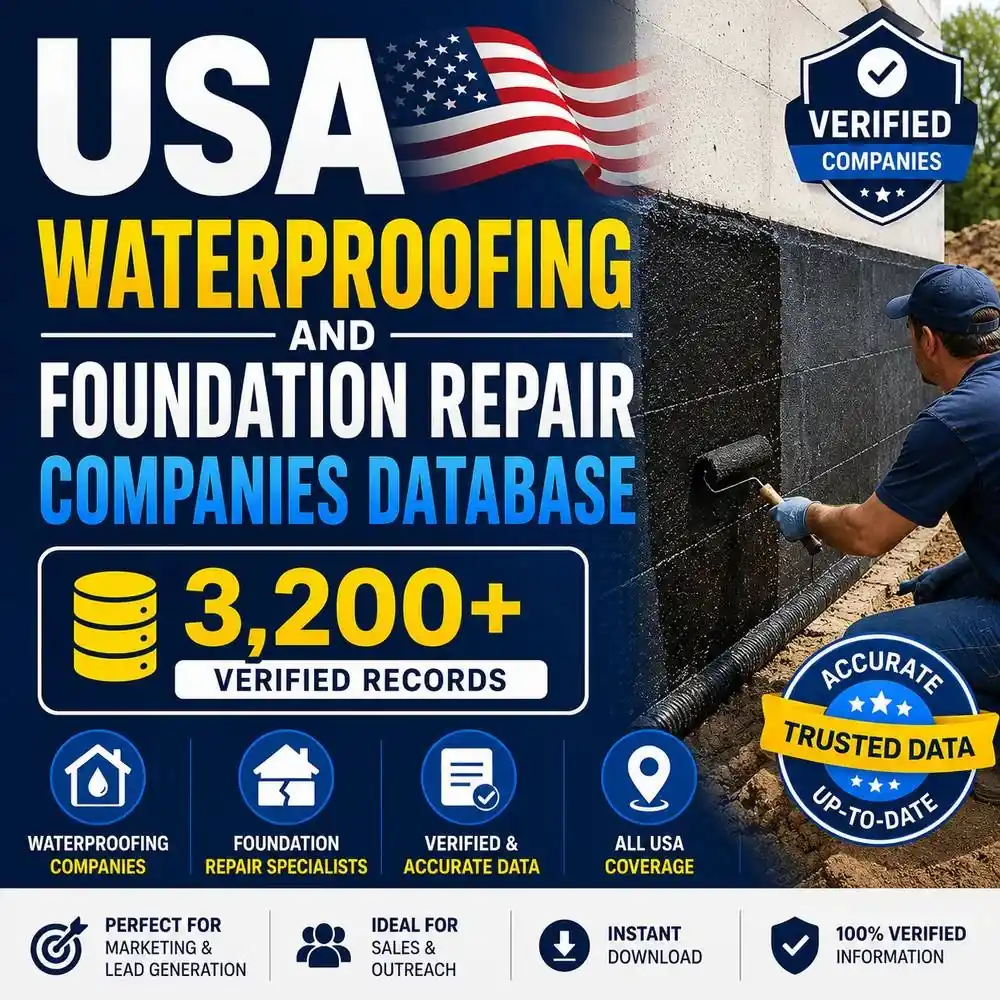 USA waterproofing foundation repair companies database - 3200+ verified records