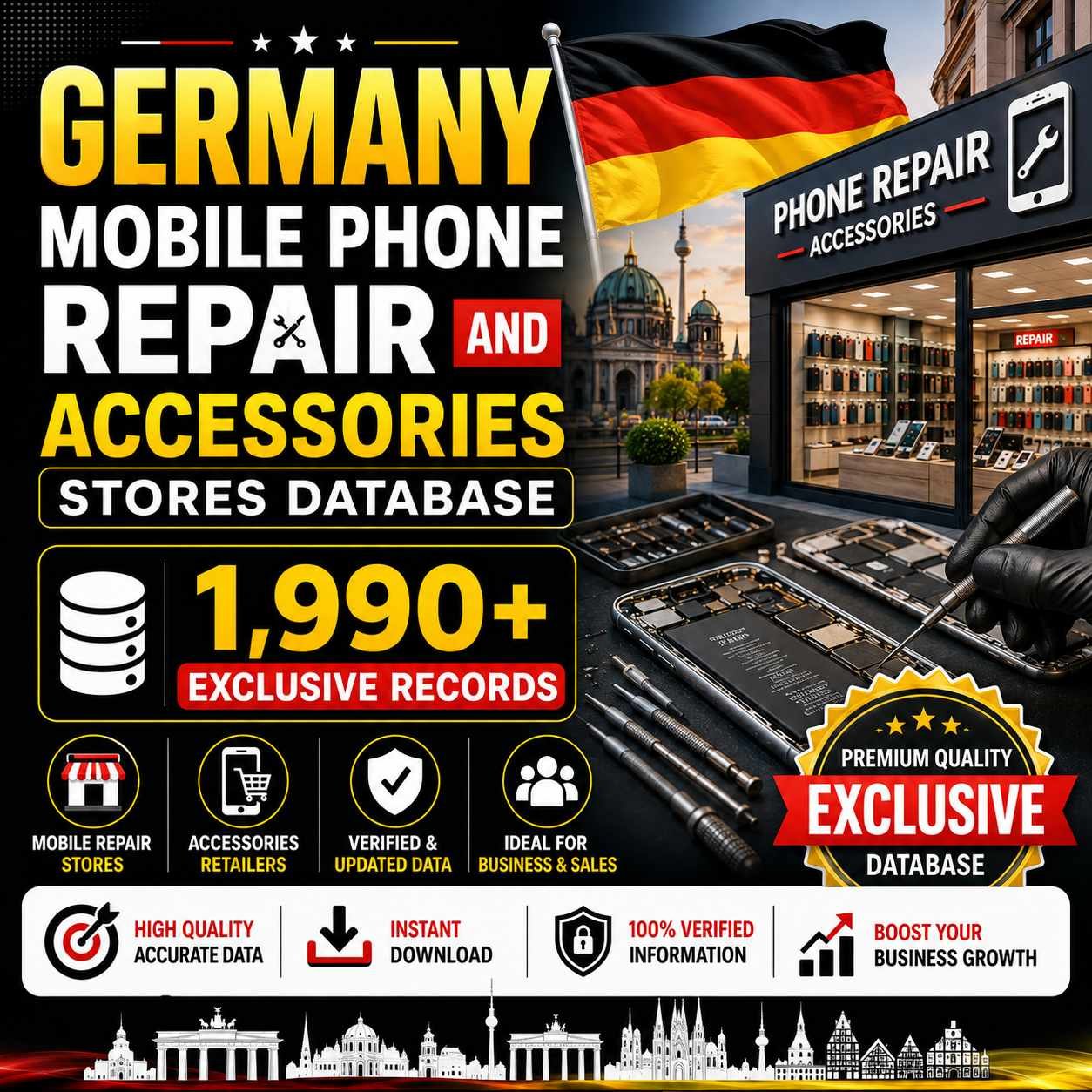 Germany mobile phone repair and accessories stores database - 1990+ exclusive records