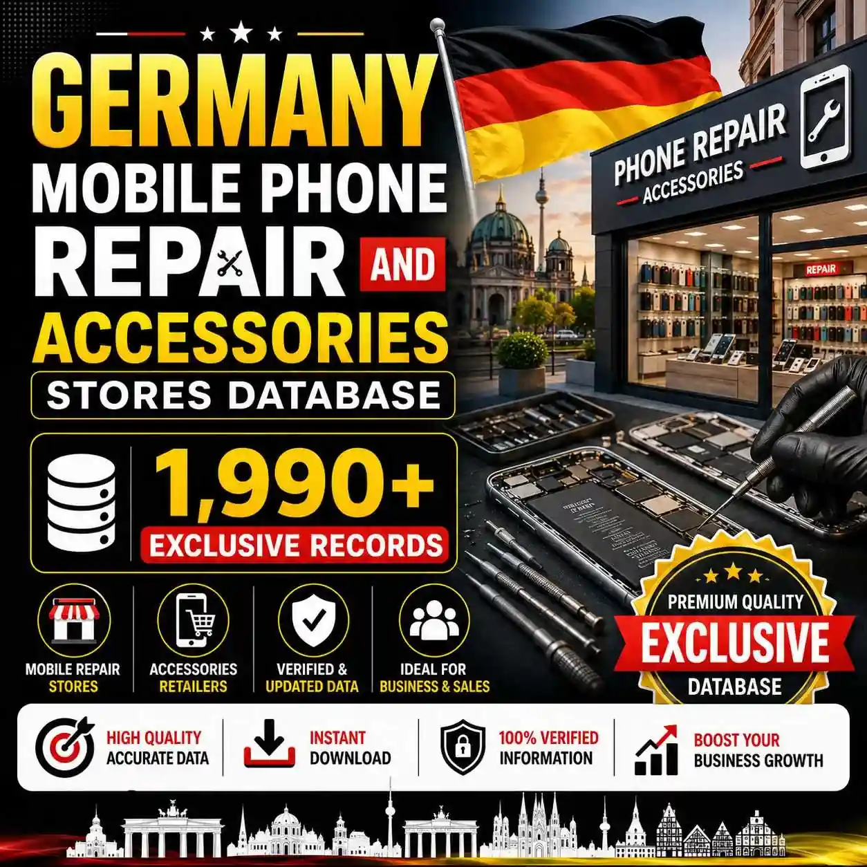 Germany mobile phone repair and accessories stores database - 1990+ exclusive records