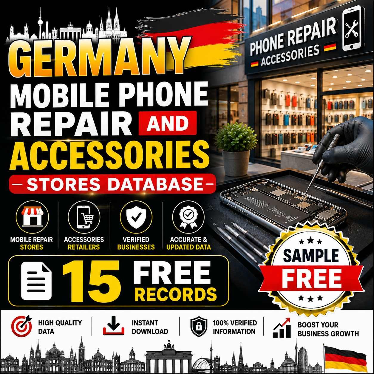 Germany mobile phone repair and accessories stores sample - Free 15 records