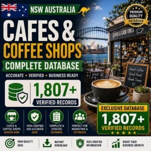 NSW Australia cafes and coffee shops database - 1807+ exclusive records