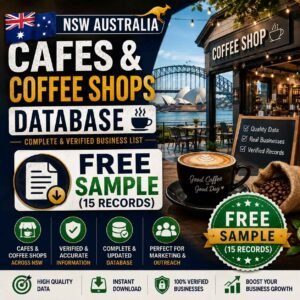 NSW Australia cafes and coffee shops sample - Free 15 records