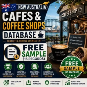 NSW Australia cafes and coffee shops sample - Free 15 records