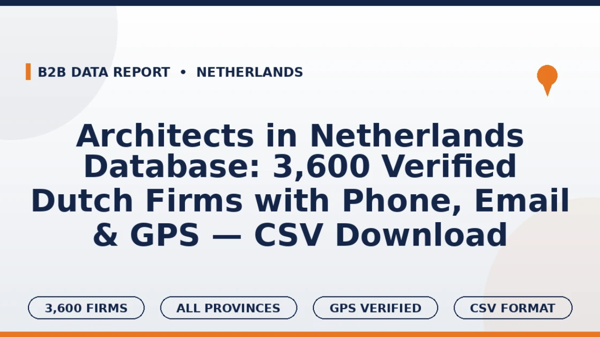Architects in Netherlands database 3600 verified records Dutch architecture firms phone email GPS coordinates services Google Maps CSV download 2026