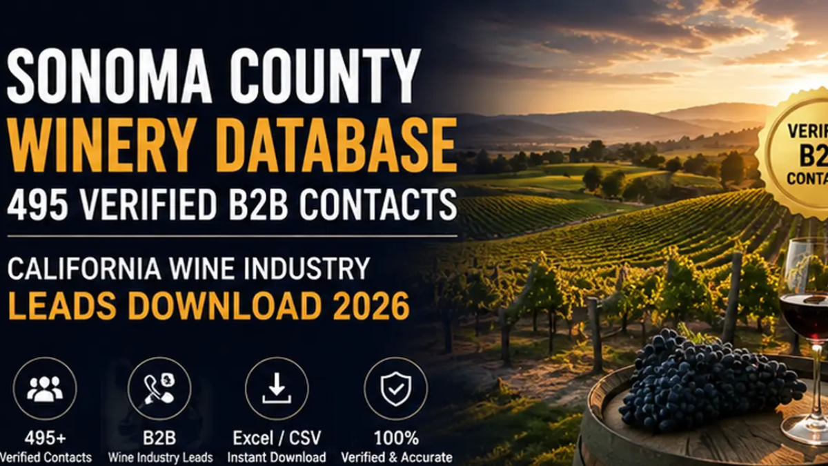 Sonoma County winery database 495 verified B2B contacts California wine industry leads download 2026