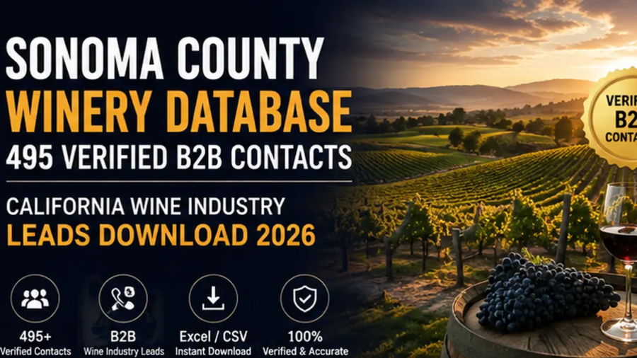 Sonoma County winery database 495 verified B2B contacts California wine industry leads download 2026