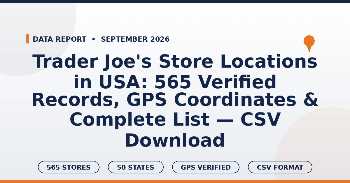 Trader Joe's store locations in USA 565 verified records