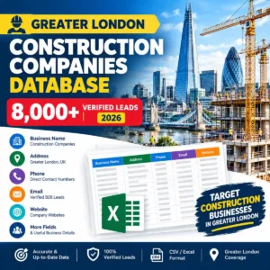 Greater London construction companies database, 8000+ verified leads, 2026