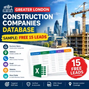 Greater London construction companies database sample, free 15 leads