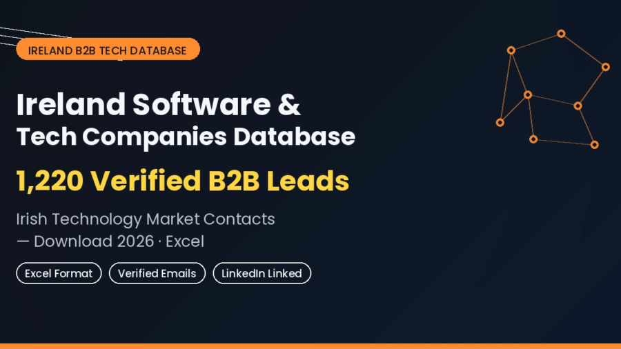Ireland software and tech companies database 1220 verified B2B leads Irish technology market contacts download 2026 Excel