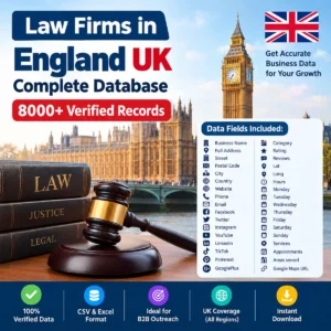 Law firms in England UK database, 8000+ verified records