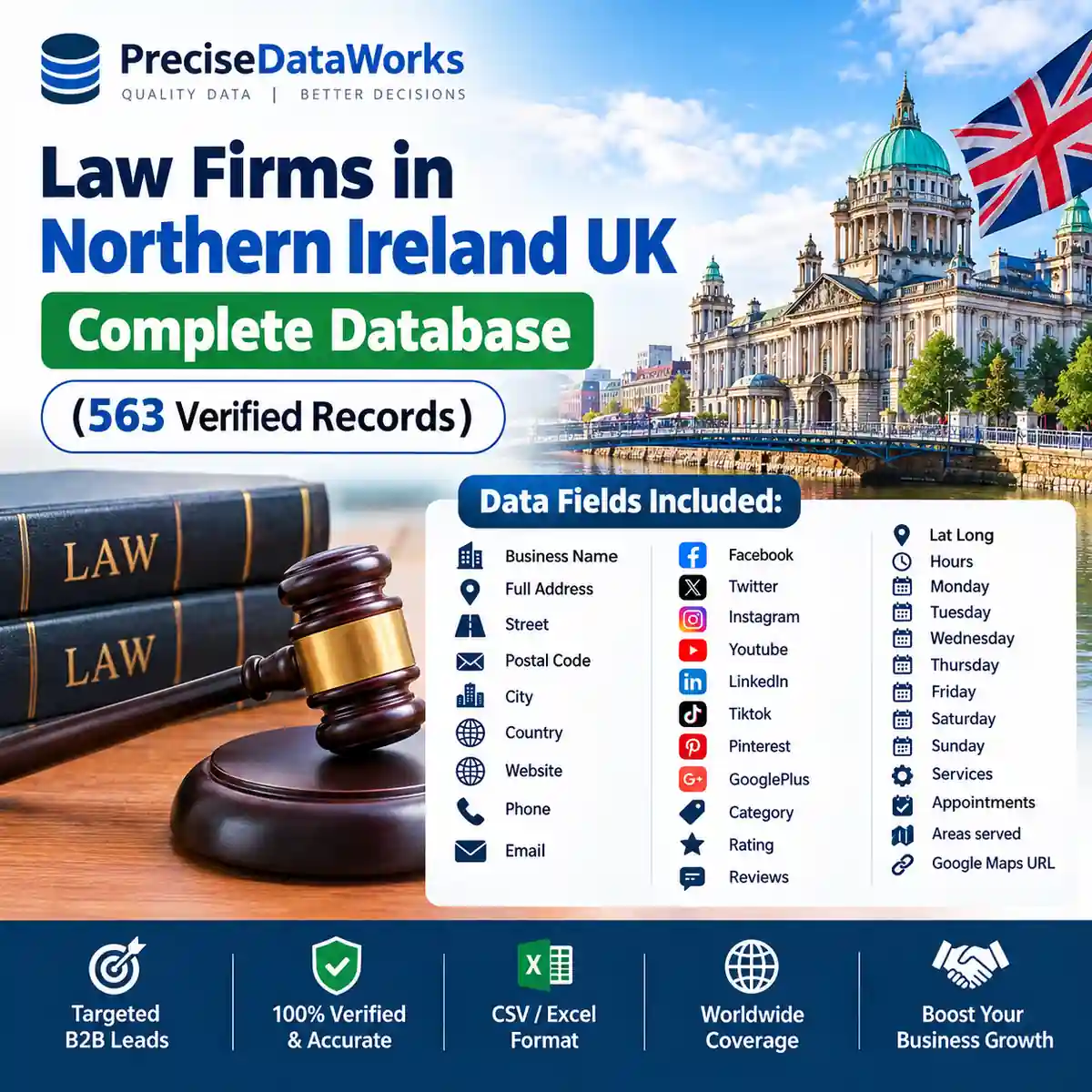 Law firms Northern Ireland UK database, 563 verified records