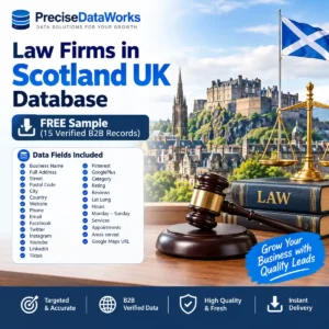 Law firms Scotland UK database sample, free 15 verified records