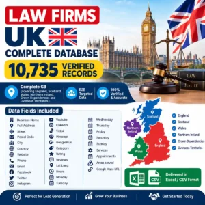 Law firms UK database, 10735 verified records