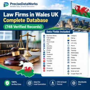 Law firms Wales UK database, 748 verified records